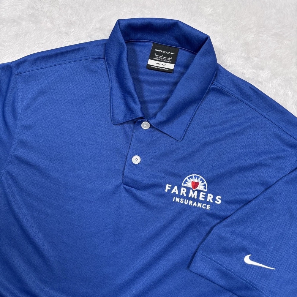 Farmers Insurance Nike Golf Polo Shirt Men S Blue Dri-Fit Embroider Employee NEW